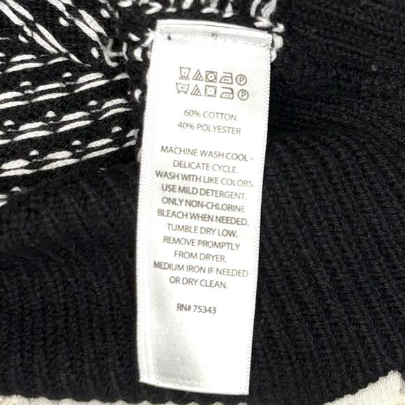 Tahari Puff Shoulder Crew Neck Sweater Women's M | Black White Dots - Picture 6 of 11